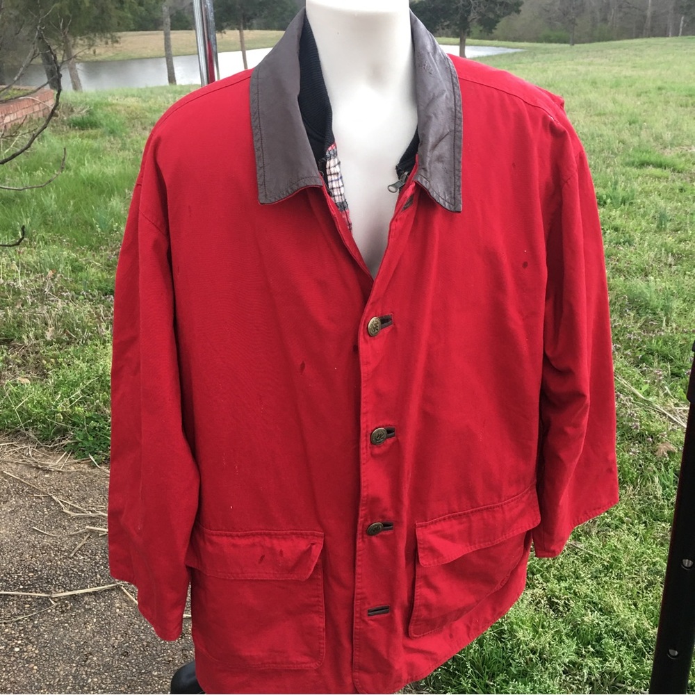 Vintage Marlboro Mens Work Chore Coat Jacket with Plaid Lined Zip Out Vest Sz L
